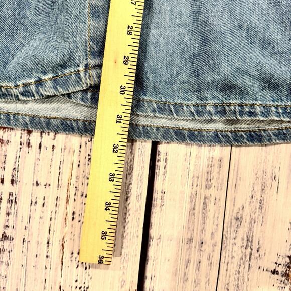 Free People Nicole Shirt Dress Small Blue Denim Tiered Mini Boho Long Sleeve - Picture 5 of 9